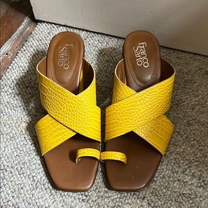 Franco Sarto Yellow Croc Toe Sandals